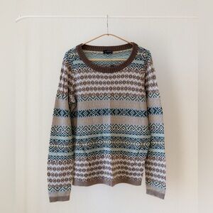 NEW The Limited Patterned Sweater with Brown and Blue Accents